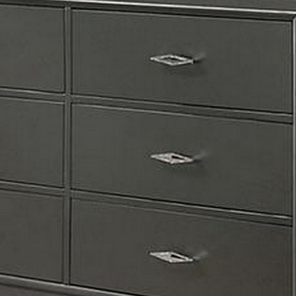 Aliso 58 Inch Wide Dresser Chest 6 Drawers Bracket Feet Dark Gray By Casagear Home BM310945