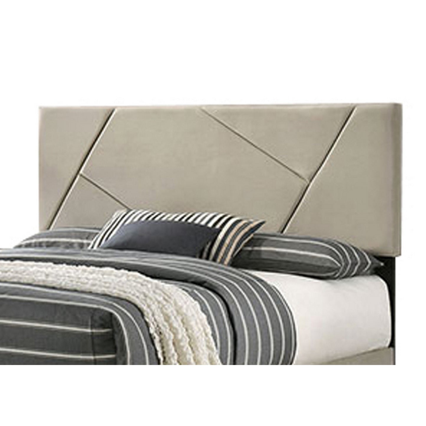 Kail Queen Bed Wingback Headboard Channel Tufted Light Gray Upholstery By Casagear Home BM310952