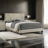 Neri Queen Bed Modern Channel Tufted Welt Trim Light Gray Upholstery By Casagear Home BM310956