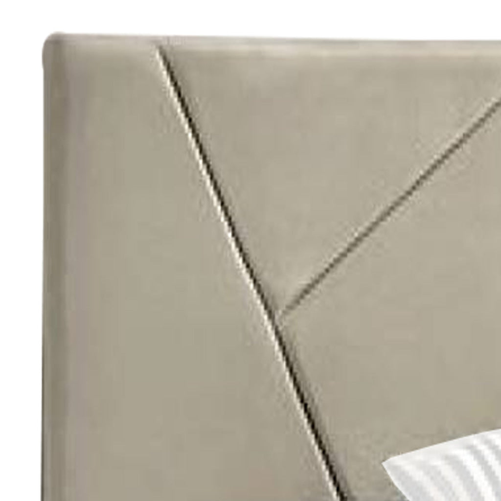 Leom Twin Bed Diagonal Tufted Headboard Light Gray Fabric Upholstery By Casagear Home BM310962