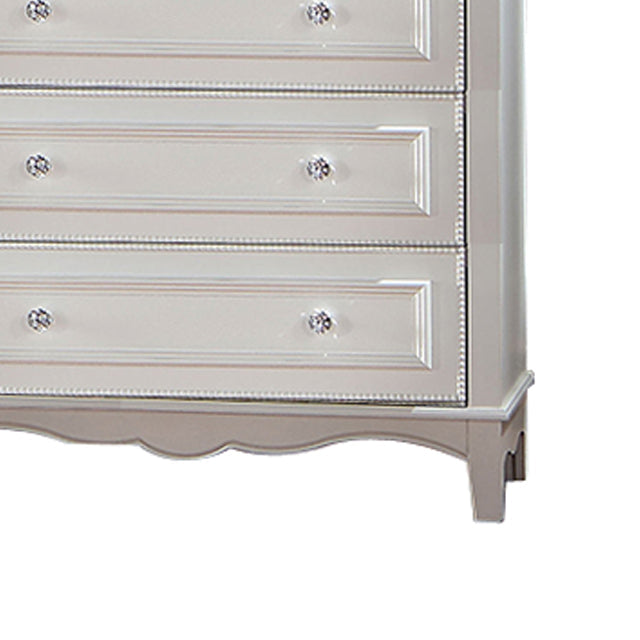 Cade 50 Inch Tall Dresser Chest 6 Drawers Crystal Knobs Wood White By Casagear Home BM310963