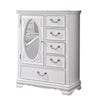 Aleci 48 Inch Armoire Cabinet 5 Drawers Front Mirror Wood Carved White By Casagear Home BM310966