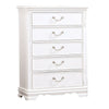 Aleci 48 Inch Tall Dresser Chest 5 Drawers Wood Carved Nickel White By Casagear Home BM310967