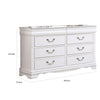 Aleci 54 Inch Wide Dresser Chest 6 Drawers Carved Detail Wood White By Casagear Home BM310968
