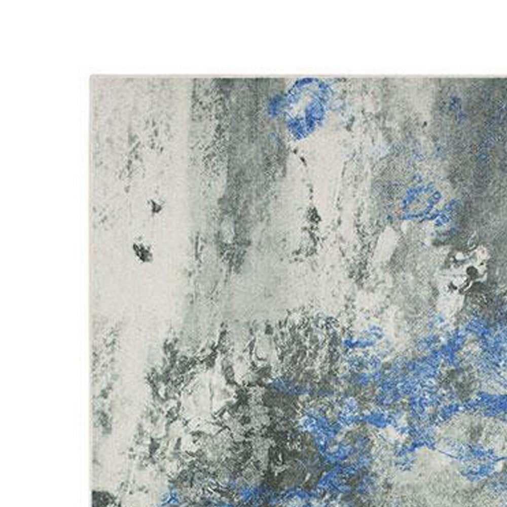 Navi 8 x 10 Large Area Rug Marble Pattern Latex Back Blue Abstract Gray By Casagear Home BM310972