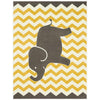 Liya 5 x 8 Medium Area Rug, Kids Elephant Design, Yellow Chevron Pattern By Casagear Home