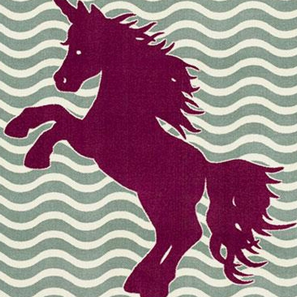 Liya 5 x 8 Medium Area Rug Kids Design Unicorn Wave Pattern Green Brown By Casagear Home BM310982