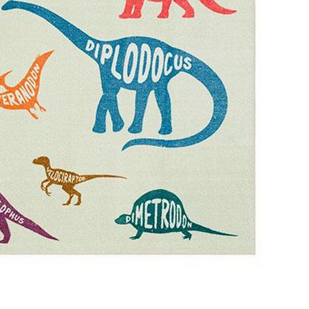 Liya 5 x 8 Medium Area Rug Kids Design Playful Dinosaurs Nylon Multicolor By Casagear Home BM310983