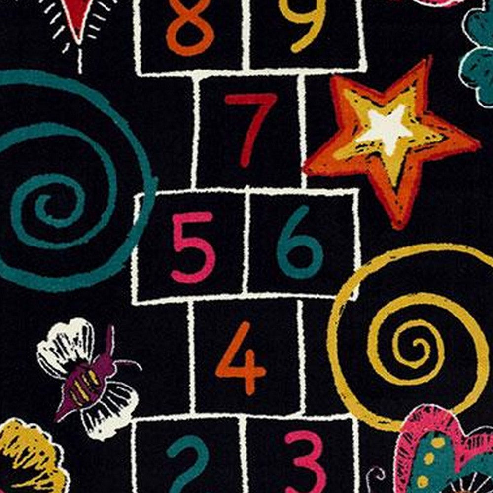 Liya 5 x 8 Medium Area Rug Fun Hopscotch Machine Made Nylon Multicolor By Casagear Home BM310985