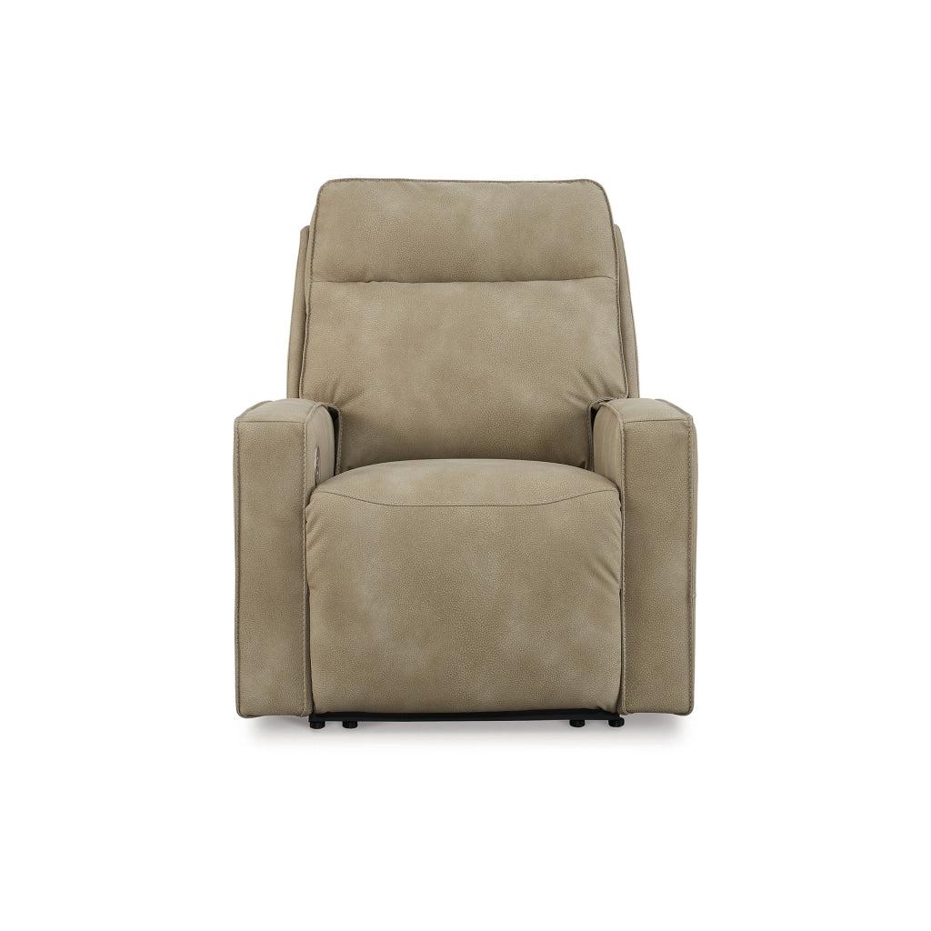 Savi 42 Inch Chair Power Recliner Cushioned and Adjustable Headrest Sand By Casagear Home BM310992