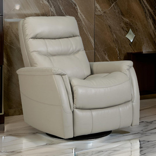 42 Inch Chair, Swivel Glider Recliner, Cushioned Seat, Dove Gray Upholstery By Casagear Home