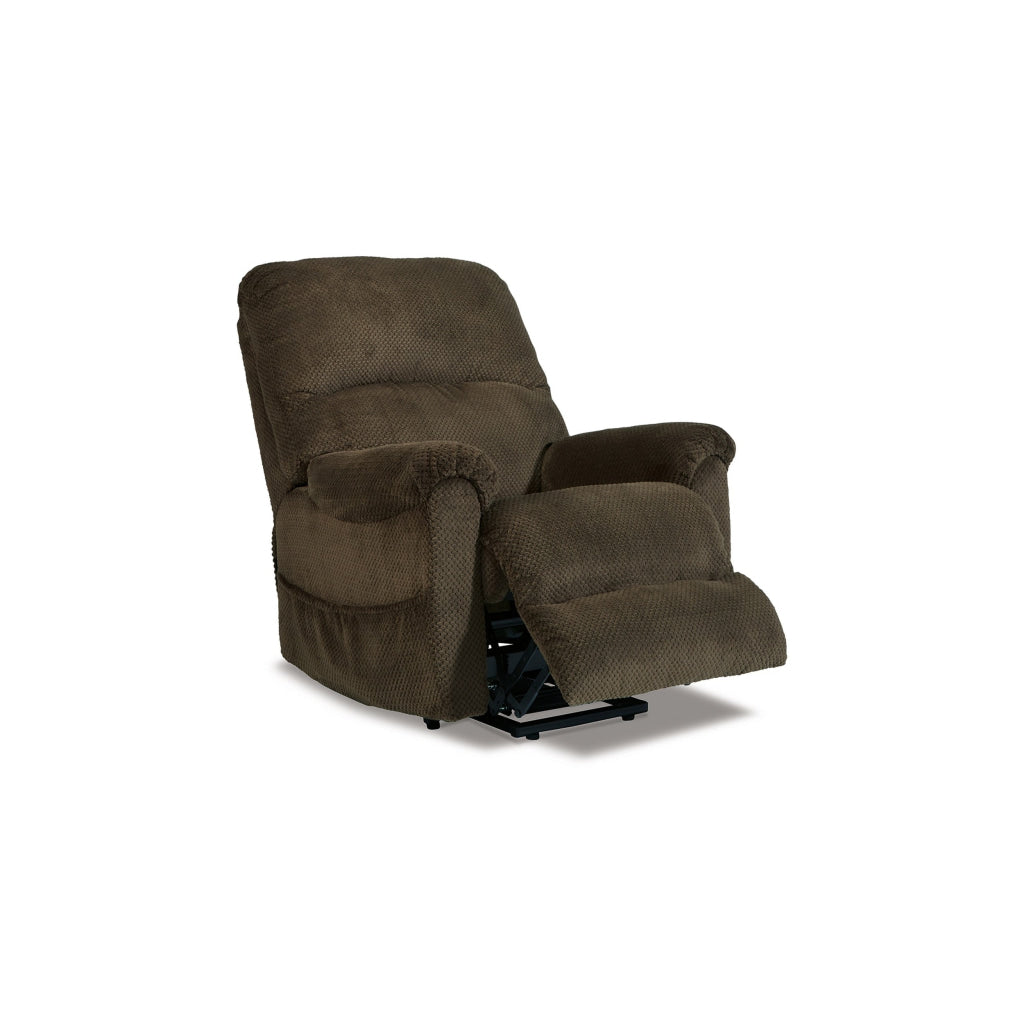 Qog 43 Inch Chair Power Lift Recliner Cushioned Chocolate Polyester By Casagear Home BM311002