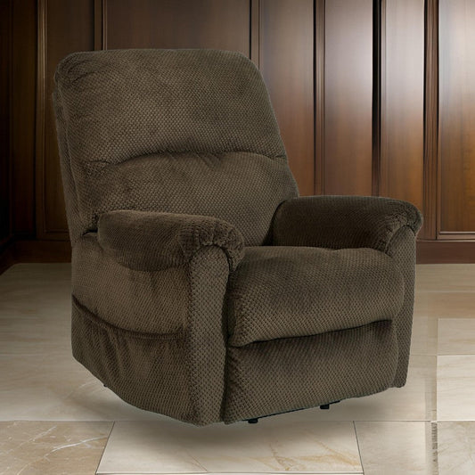 Qog 43 Inch Chair, Power Lift Recliner, Cushioned, Chocolate Polyester By Casagear Home