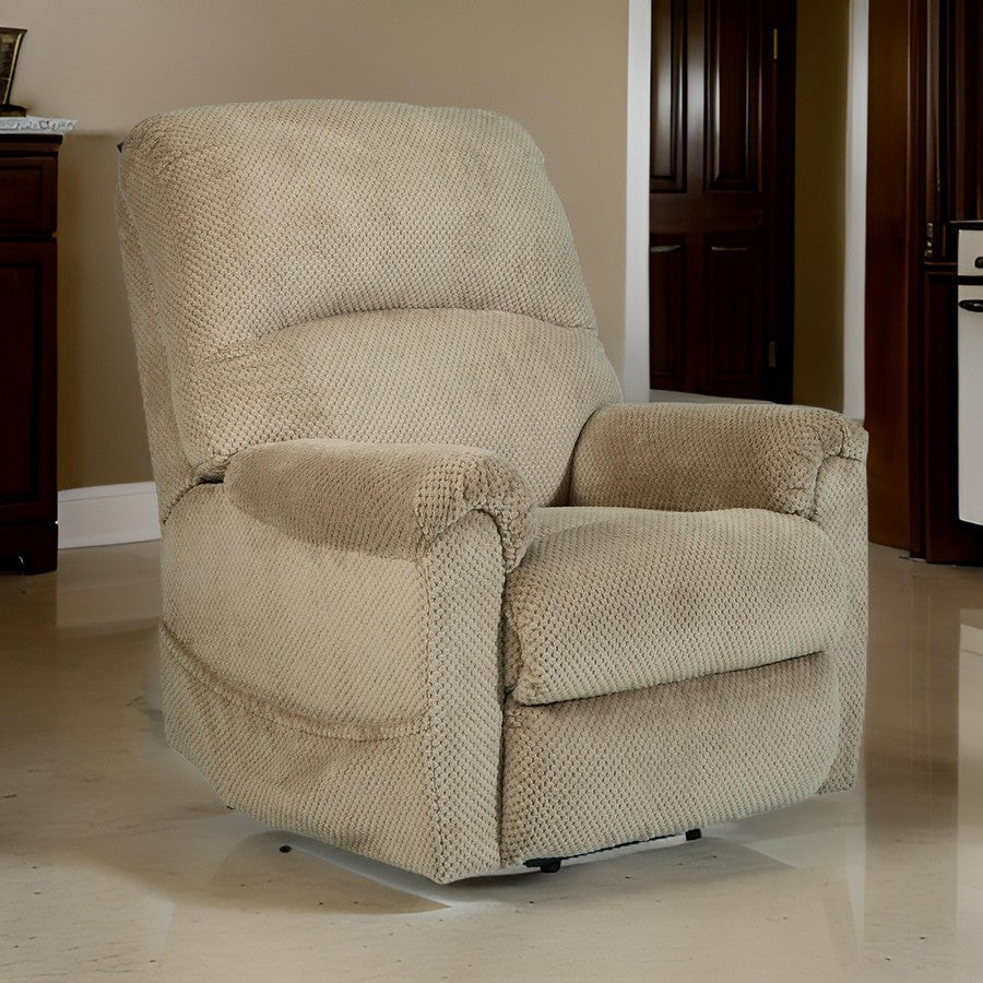 Qog 43 Inch Chair, Power Lift Recliner, Cushioned Seat, Toast Polyester By Casagear Home