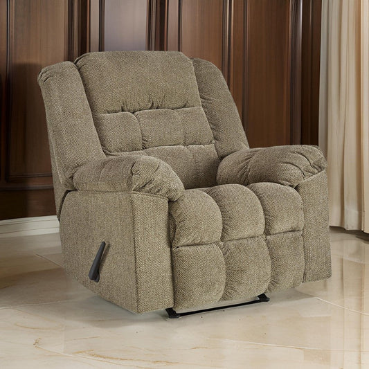 Ens 45 Inch Chair, Manual Rocker Recliner, Cushioned, Briar Polyester By Casagear Home