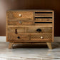 Blan 32 Inch Dresser Chest, 9 Drawer, Hand Carved, Natural Mango Wood By Casagear Home