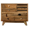 Blan 32 Inch Dresser Chest 9 Drawer Hand Carved Natural Mango Wood By Casagear Home BM311032