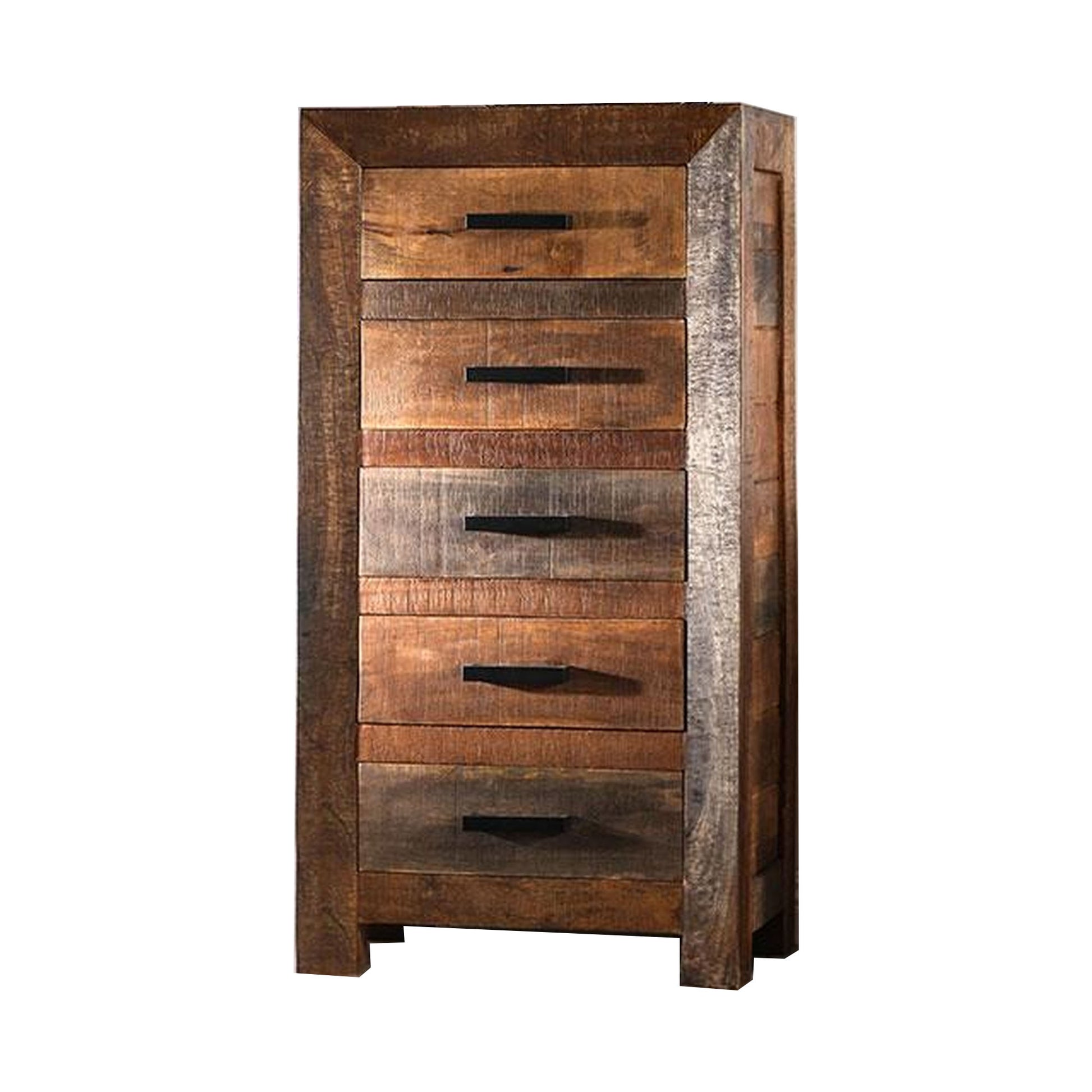 Agon 45 Tall Dresser Chest 5 Drawers Mango Wood Natural Brown Finish By Casagear Home BM311044