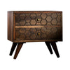 21 Inch Nightstand Table 2 Drawers Honeycomb Indian Rosewood Brown By Casagear Home BM311049