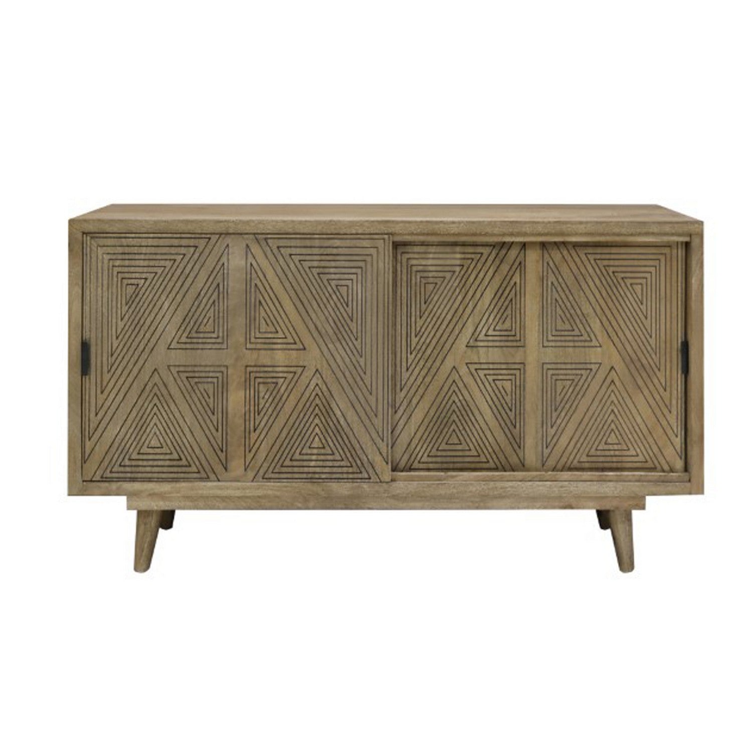 Zaha 44 Inch Sideboard Server Console 2 Doors Mango Wood Natural Brown By Casagear Home BM311056