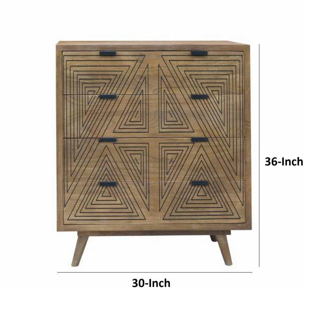 Zaha 36 Inch Dresser Chest 8 Drawers Angled Leg Mango Wood Natural By Casagear Home BM311057