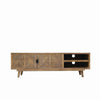 Zaha 56 Inch TV Media Console 2 Door Shelf Mango Wood Natural Brown By Casagear Home BM311058