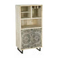 Olan 50 Inch Wine Cabinet 2 Door 4 Shelf Screen Print Wood Natural By Casagear Home BM311063