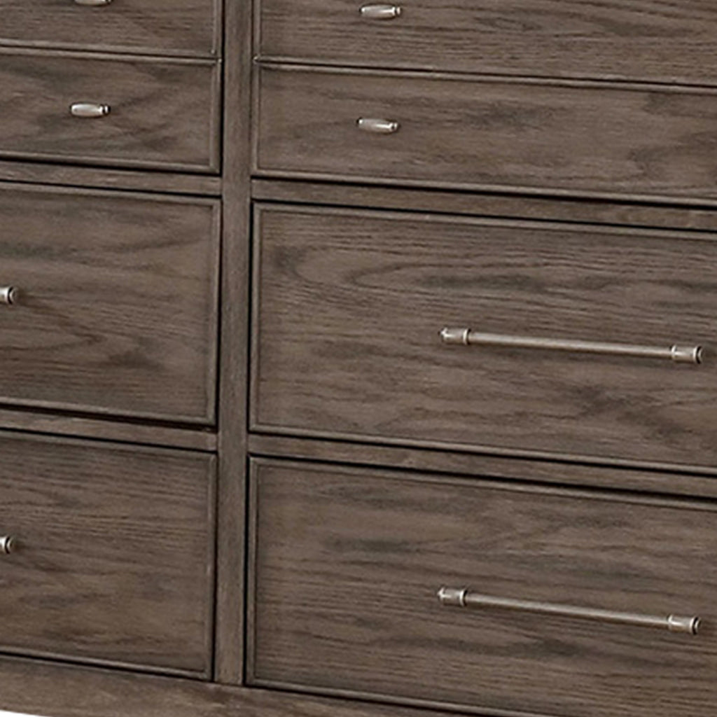 57 Inch Wide Dresser Chest 8 Drawers Solid Wood in a Warm Gray Finish By Casagear Home BM311065