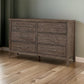 57 Inch Wide Dresser Chest, 8 Drawers, Solid Wood in a Warm Gray Finish By Casagear Home