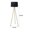 Zeri 59 Inch Floor Lamp Modern Style Tripod Legs Metal Black and Gold By Casagear Home BM311071