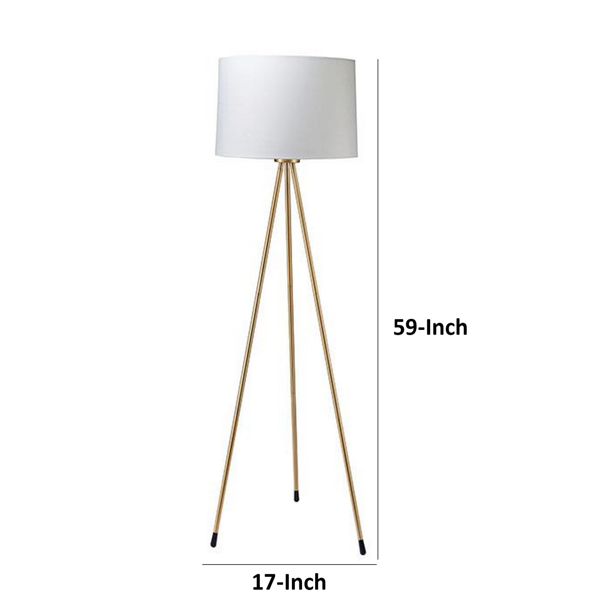 Zeri 59 Inch Floor Lamp Modern Style Tripod Legs Metal White and Gold By Casagear Home BM311072