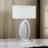 30 Inch Table Lamp Acrylic Crystal Rectangular Shade Curved Silver By Casagear Home BM311074