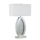 30 Inch Table Lamp Acrylic Crystal Rectangular Shade Curved Silver By Casagear Home BM311074