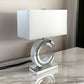 22 Inch Table Lamp Encrusted Crystal C Shaped Metal Frame Glass Silver By Casagear Home BM311076