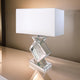 27 Inch Table Lamp, Acrylic Crystals, Diamond Base, Champagne Silver Metal By Casagear Home