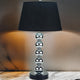 16 Inch Table Lamp Set of 2, 5 Ball Stem, Round Base, Chrome Metal, Black By Casagear Home