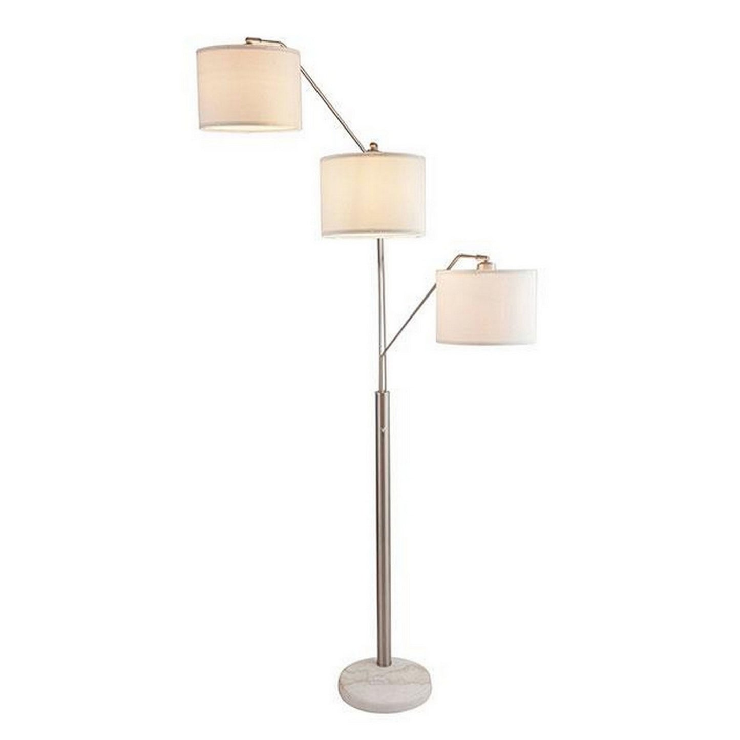 83 Inch Floor Lamp AdjusFloor 3 Level Design Marble Metal Silver By Casagear Home BM311079