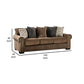 Beni 100 Inch Sofa Rolled Arms 5 Pillows Nailhead Trim Beige Brown By Casagear Home BM311105