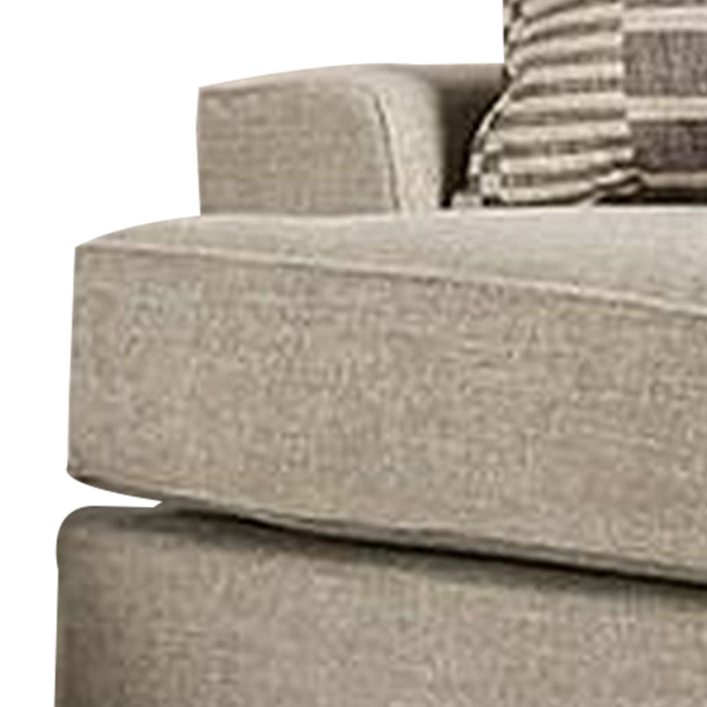 Loy 75 Inch Loveseat 3 Throw Pillows Cushioned Gray Beige Upholstery By Casagear Home BM311106