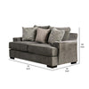 Loy 75 Inch Loveseat 3 Throw Pillows Cushioned Gray Taupe Upholstery By Casagear Home BM311108