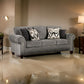 Due 91 Inch Sofa Rolled Arms 4 Accent Pillows Gray Chenille Upholstery By Casagear Home BM311116