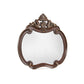 Mike 48 x 49 Buffet Mirror Round Wood Frame Carved Crown Top Cherry Brown By Casagear Home BM311120