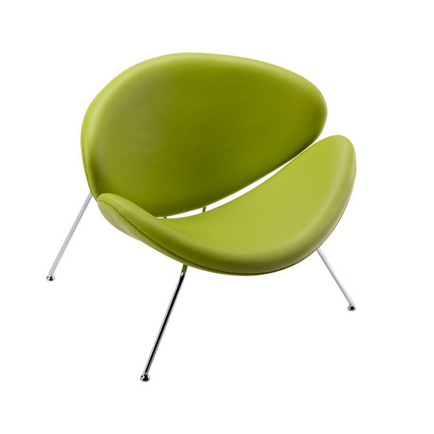 34 Inch Accent Chair Semicircle Round Shape Faux Leather Lime Green By Casagear Home BM311133