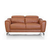 Reno Mave 65 Inch Loveseat Metal Legs Cognac Leather Upholstery Chrome By Casagear Home BM311139