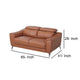 Reno Mave 65 Inch Loveseat Metal Legs Cognac Leather Upholstery Chrome By Casagear Home BM311139