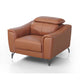 Reno Mave 42 Inch Chair Metal Legs Cognac Brown Leather Upholstery Chrome By Casagear Home BM311140
