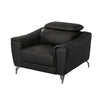 Reno Mave 42 Inch Accent Chair Chrome Metal Black Leather Upholstery By Casagear Home BM311142