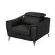 Reno Mave 42 Inch Accent Chair Chrome Metal Black Leather Upholstery By Casagear Home BM311142