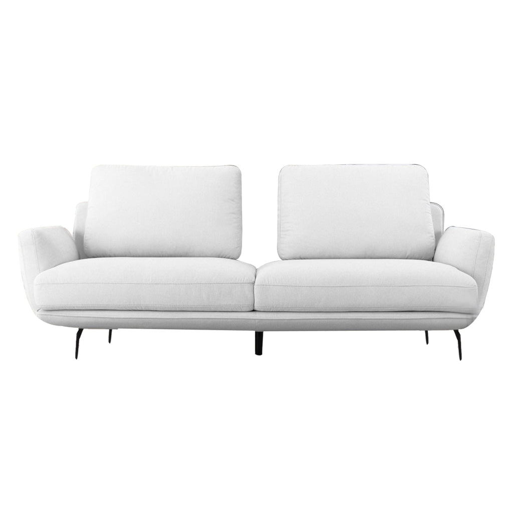 Reno Iman 89 Inch Sofa Removable Back and Seats White Fabric Upholstery By Casagear Home BM311148