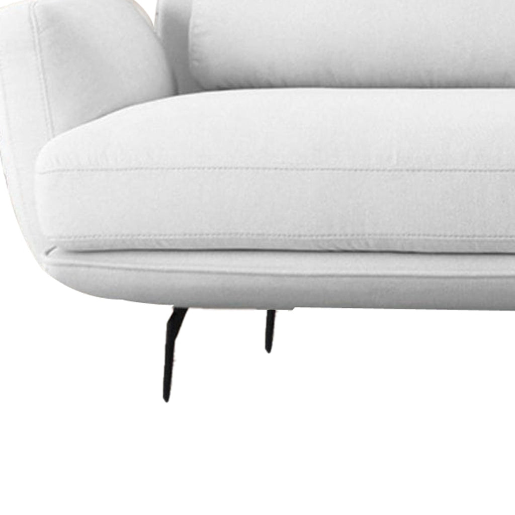 Reno Iman 89 Inch Sofa Removable Back and Seats White Fabric Upholstery By Casagear Home BM311148